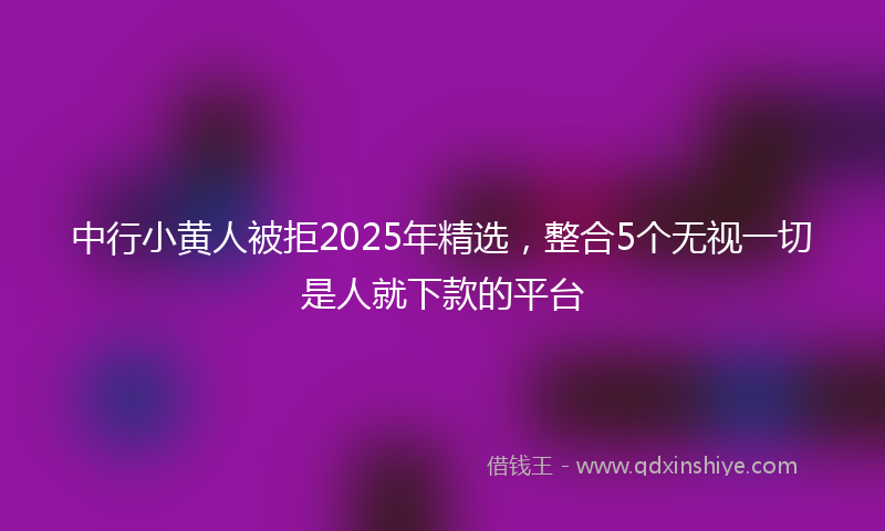 中行小黄人被拒2025年精选，整合5个无视一切是人就下款的平台