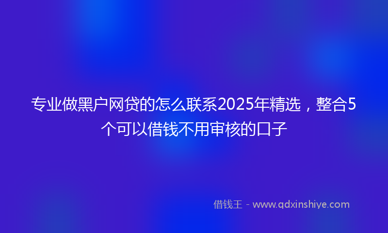 专业做黑户网贷的怎么联系2025年精选，整合5个可以借钱不用审核的口子
