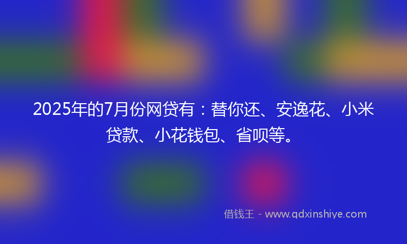 2025年的7月份网贷有：替你还、安逸花、小米贷款、小花钱包、省呗等。