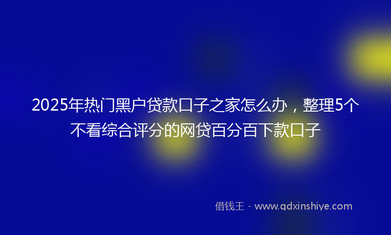 2025年热门黑户贷款口子之家怎么办，整理5个不看综合评分的网贷百分百下款口子