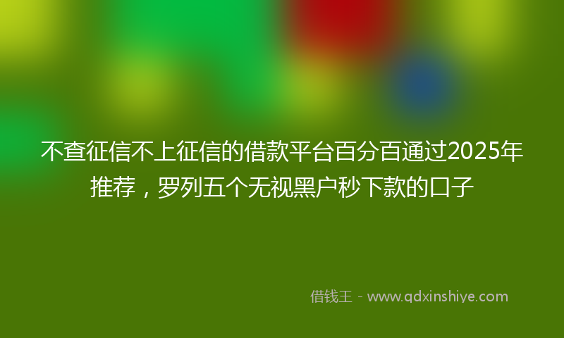 不查征信不上征信的借款平台百分百通过2025年推荐，罗列五个无视黑户秒下款的口子