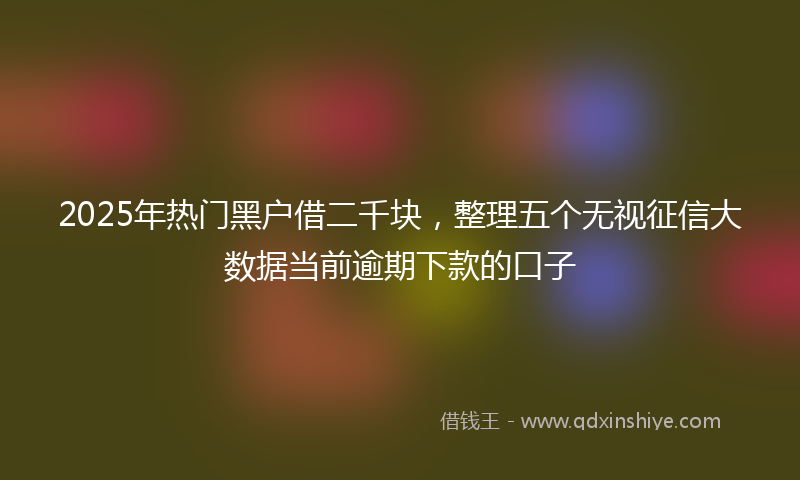 2025年热门黑户借二千块，整理五个无视征信大数据当前逾期下款的口子