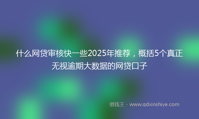什么网贷审核快一些2025年推荐，概括5个真正无视逾期大数据的网贷口子