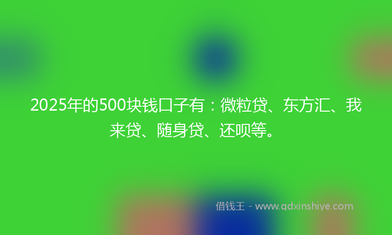 2025年的500块钱口子有：微粒贷、东方汇、我来贷、随身贷、还呗等。