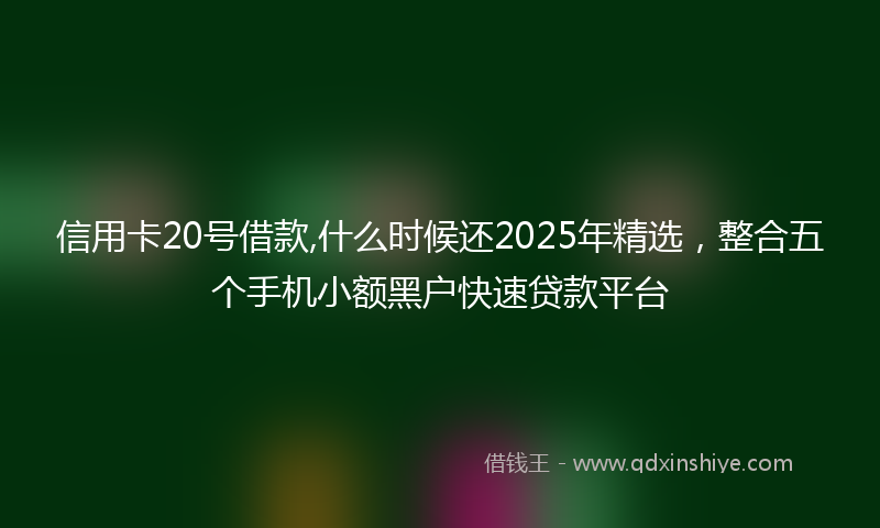 信用卡20号借款,什么时候还2025年精选，整合五个手机小额黑户快速贷款平台