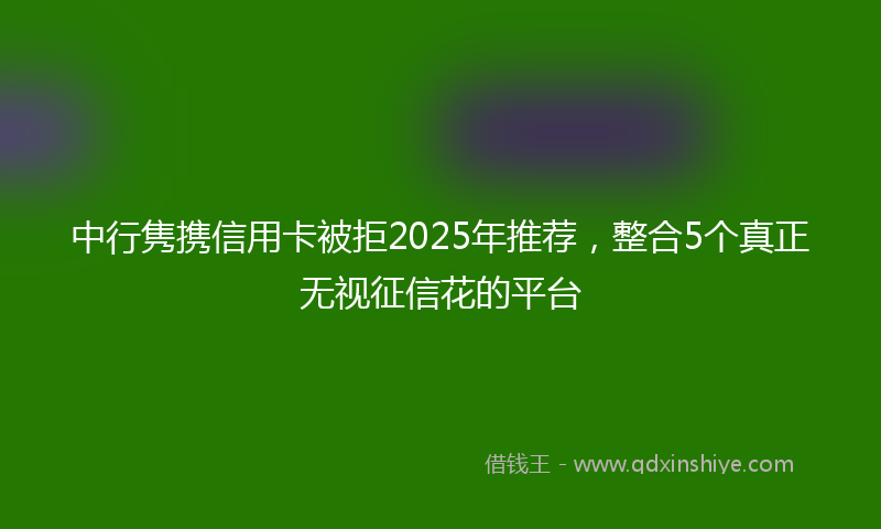 中行隽携信用卡被拒2025年推荐，整合5个真正无视征信花的平台