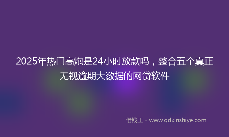 2025年热门高炮是24小时放款吗，整合五个真正无视逾期大数据的网贷软件