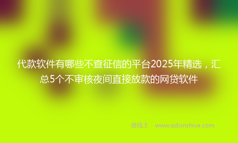 代款软件有哪些不查征信的平台2025年精选，汇总5个不审核夜间直接放款的网贷软件
