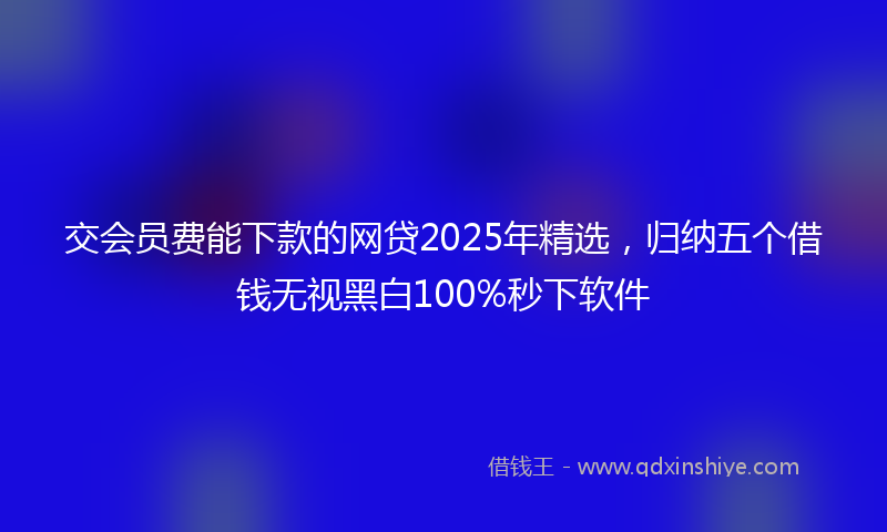 交会员费能下款的网贷2025年精选，归纳五个借钱无视黑白100%秒下软件