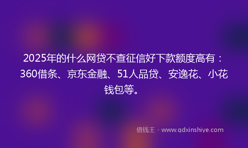2025年的什么网贷不查征信好下款额度高有：360借条、京东金融、51人品贷、安逸花、小花钱包等。
