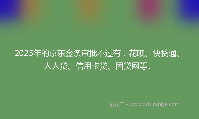 2025年的京东金条审批不过有：花呗、快贷通、人人贷、信用卡贷、团贷网等。