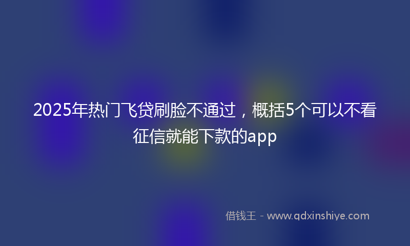 2025年热门飞贷刷脸不通过，概括5个可以不看征信就能下款的app
