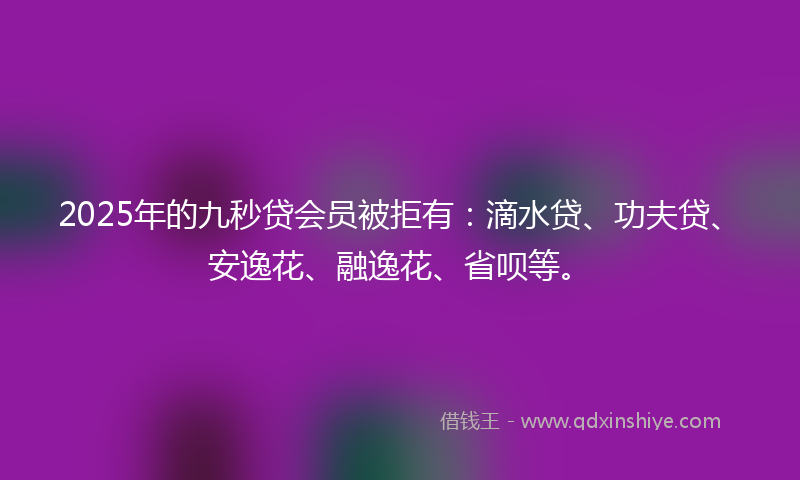 2025年的九秒贷会员被拒有：滴水贷、功夫贷、安逸花、融逸花、省呗等。