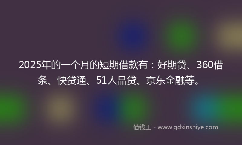2025年的一个月的短期借款有：好期贷、360借条、快贷通、51人品贷、京东金融等。