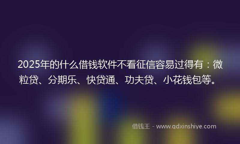 2025年的什么借钱软件不看征信容易过得有：微粒贷、分期乐、快贷通、功夫贷、小花钱包等。
