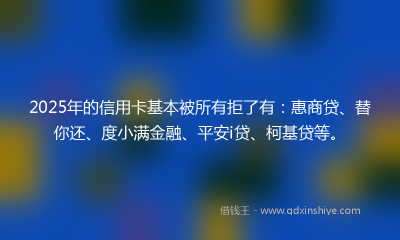 2025年的信用卡基本被所有拒了有：惠商贷、替你还、度小满金融、平安i贷、柯基贷等。