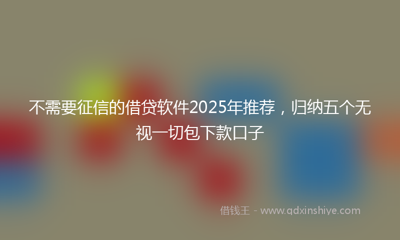 不需要征信的借贷软件2025年推荐，归纳五个无视一切包下款口子