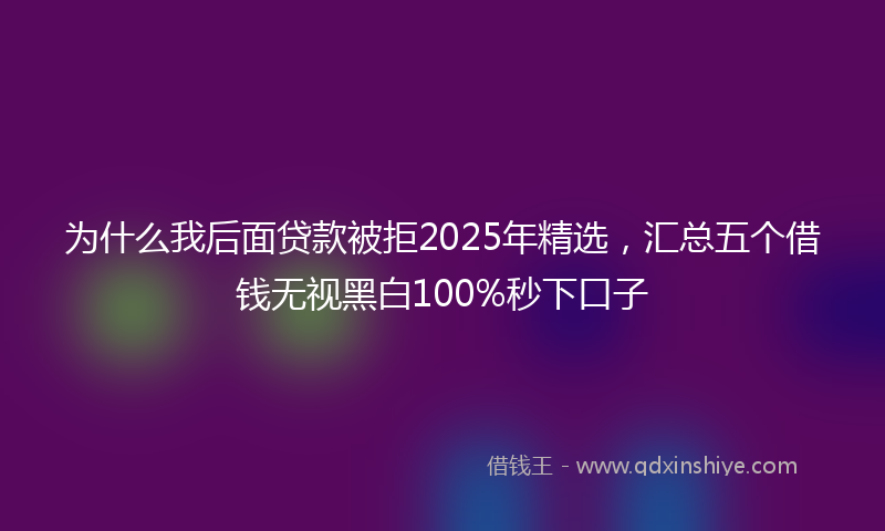为什么我后面贷款被拒2025年精选，汇总五个借钱无视黑白100%秒下口子