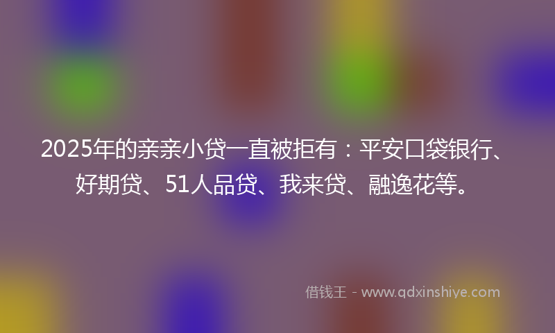 2025年的亲亲小贷一直被拒有：平安口袋银行、好期贷、51人品贷、我来贷、融逸花等。