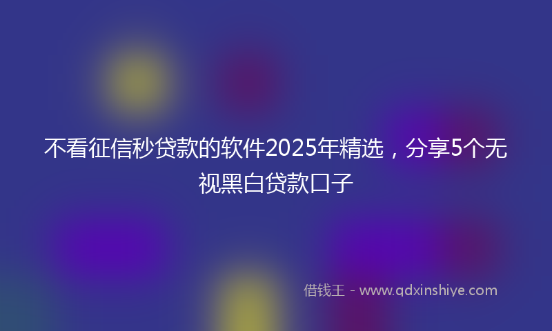 不看征信秒贷款的软件2025年精选，分享5个无视黑白贷款口子