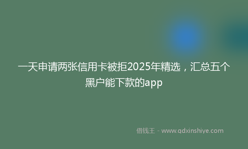 一天申请两张信用卡被拒2025年精选，汇总五个黑户能下款的app