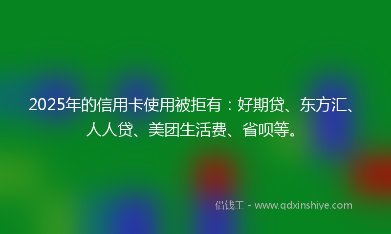 2025年的信用卡使用被拒有：好期贷、东方汇、人人贷、美团生活费、省呗等。