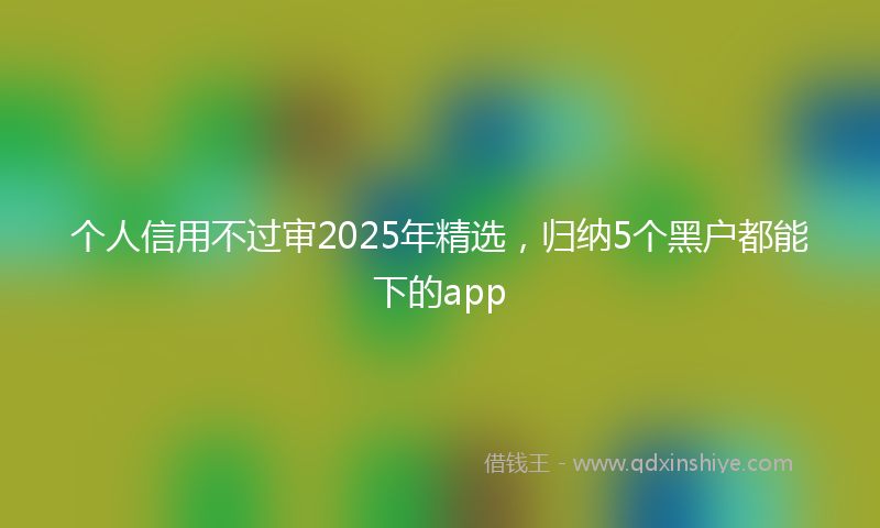 个人信用不过审2025年精选，归纳5个黑户都能下的app