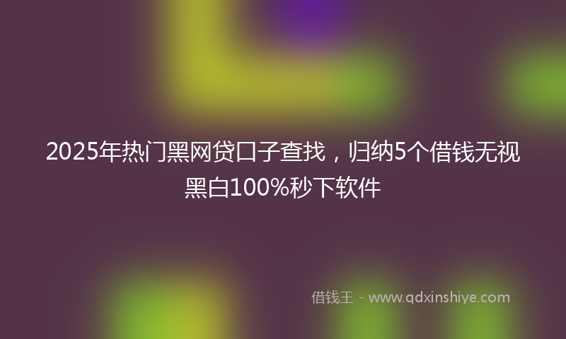 2025年热门黑网贷口子查找，归纳5个借钱无视黑白100%秒下软件