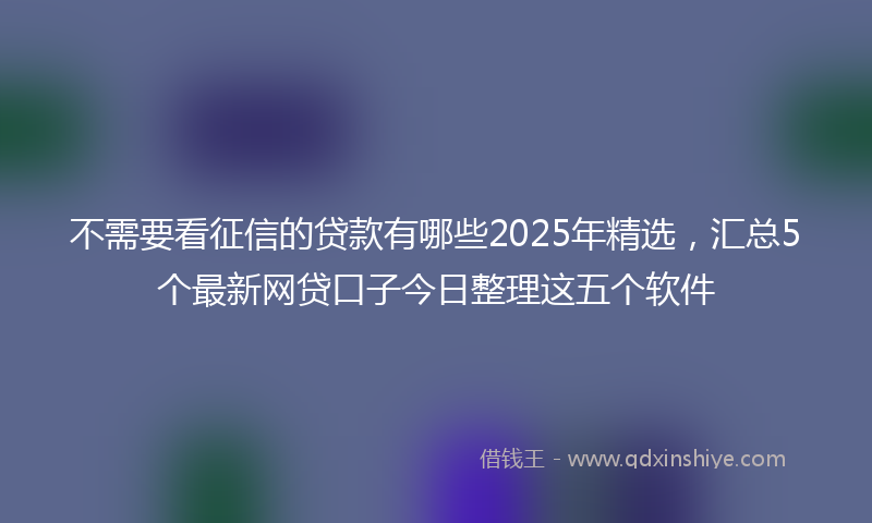 不需要看征信的贷款有哪些2025年精选，汇总5个最新网贷口子今日整理这五个软件