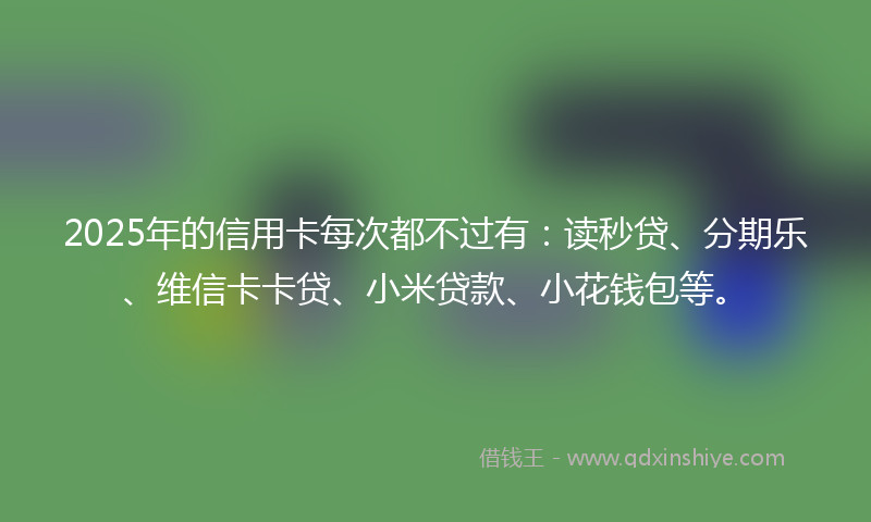 2025年的信用卡每次都不过有:读秒贷、分期乐、维信卡卡贷、小米贷款、小花钱包等。