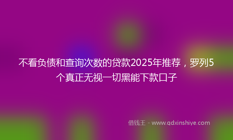 不看负债和查询次数的贷款2025年推荐，罗列5个真正无视一切黑能下款口子