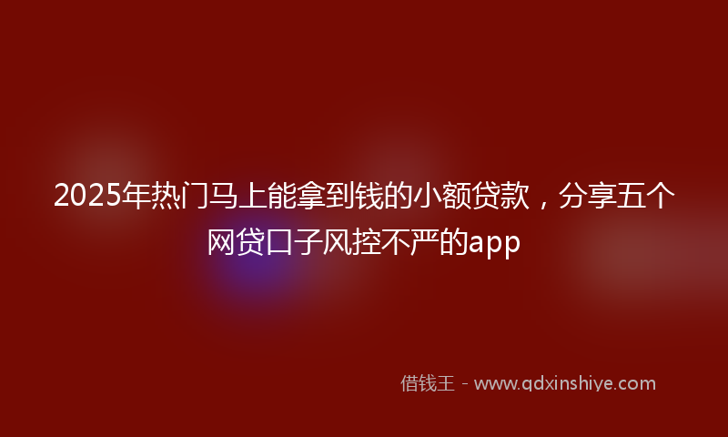 2025年热门马上能拿到钱的小额贷款，分享五个网贷口子风控不严的app