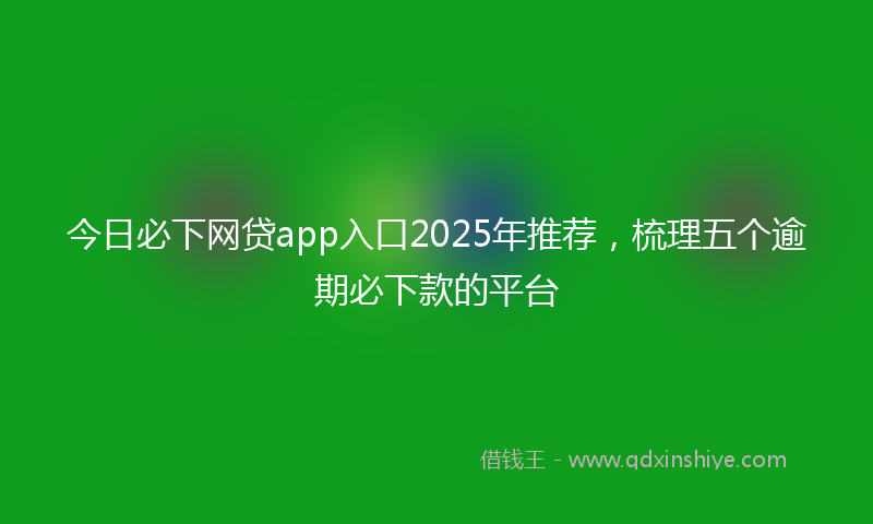 今日必下网贷app入口2025年推荐，梳理五个逾期必下款的平台