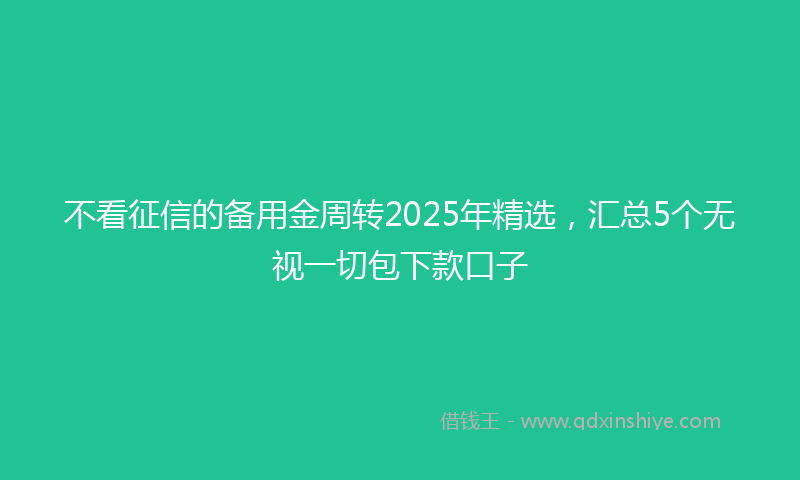 不看征信的备用金周转2025年精选，汇总5个无视一切包下款口子