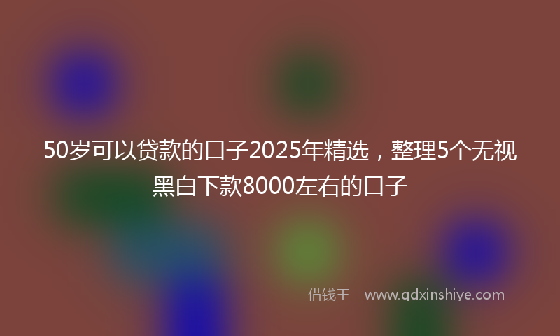 50岁可以贷款的口子2025年精选，整理5个无视黑白下款8000左右的口子
