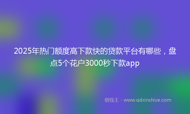 2025年热门额度高下款快的贷款平台有哪些，盘点5个花户3000秒下款app