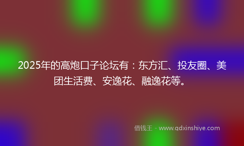 2025年的高炮口子论坛有：东方汇、投友圈、美团生活费、安逸花、融逸花等。