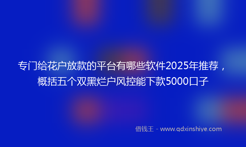 专门给花户放款的平台有哪些软件2025年推荐，概括五个双黑烂户风控能下款5000口子