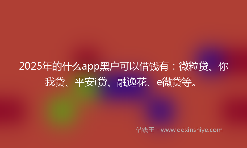 2025年的什么app黑户可以借钱有：微粒贷、你我贷、平安i贷、融逸花、e微贷等。