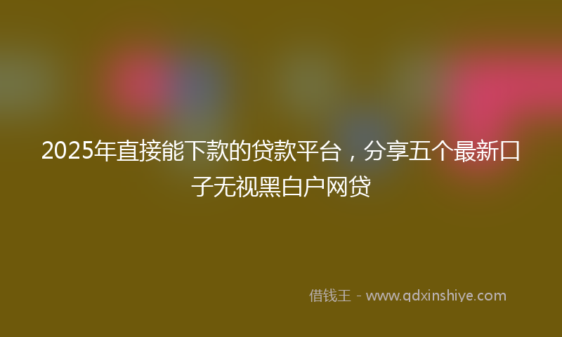 2025年直接能下款的贷款平台，分享五个最新口子无视黑白户网贷