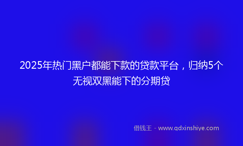 2025年热门黑户都能下款的贷款平台，归纳5个无视双黑能下的分期贷