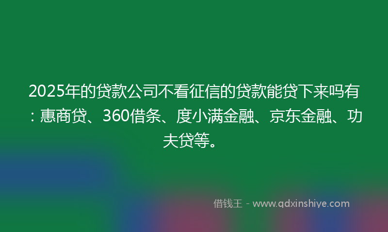 2025年的贷款公司不看征信的贷款能贷下来吗有：惠商贷、360借条、度小满金融、京东金融、功夫贷等。