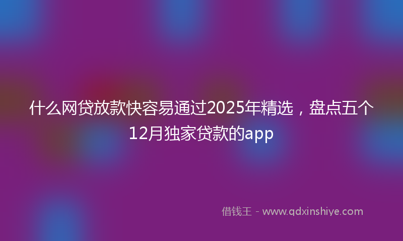 什么网贷放款快容易通过2025年精选，盘点五个12月独家贷款的app