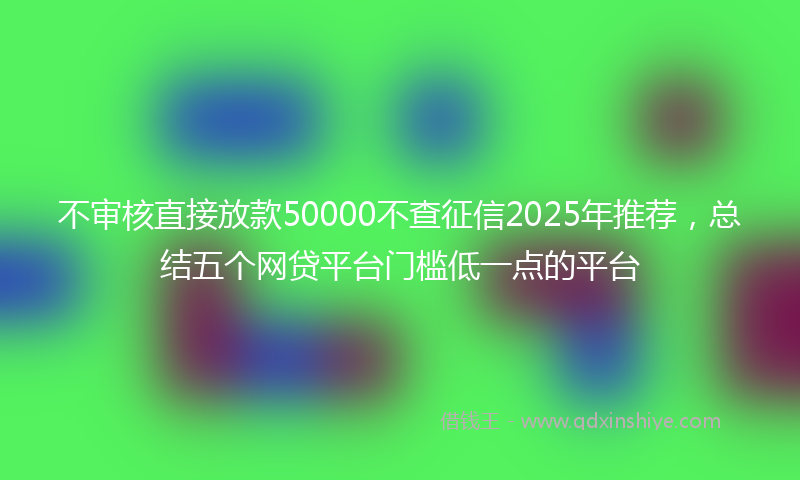 不审核直接放款50000不查征信2025年推荐，总结五个网贷平台门槛低一点的平台