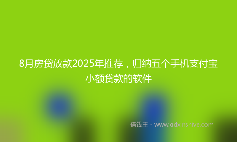 8月房贷放款2025年推荐，归纳五个手机支付宝小额贷款的软件