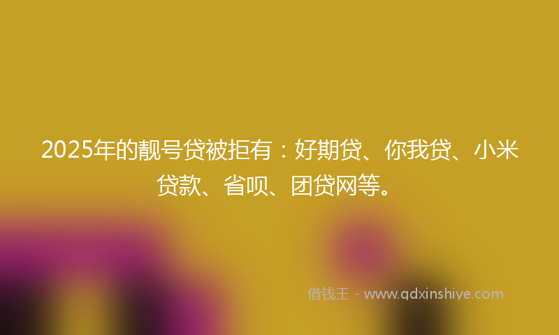 2025年的靓号贷被拒有：好期贷、你我贷、小米贷款、省呗、团贷网等。