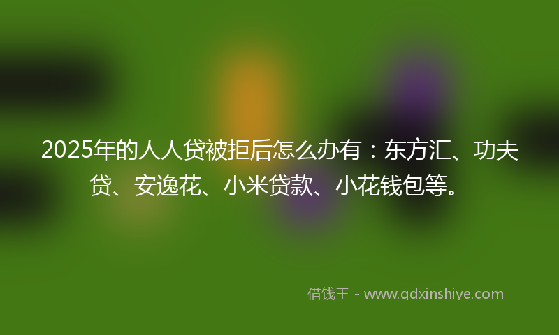 2025年的人人贷被拒后怎么办有：东方汇、功夫贷、安逸花、小米贷款、小花钱包等。