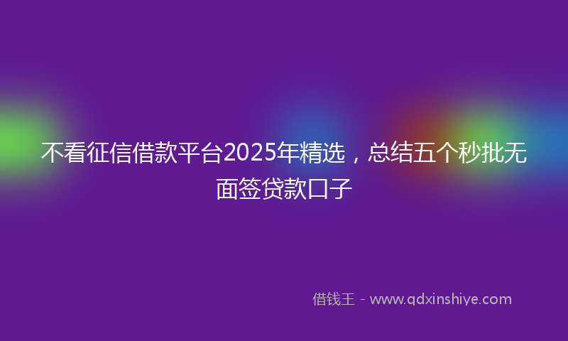 不看征信借款平台2025年精选，总结五个秒批无面签贷款口子