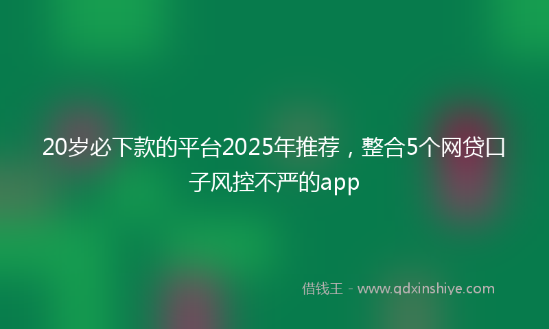 20岁必下款的平台2025年推荐，整合5个网贷口子风控不严的app