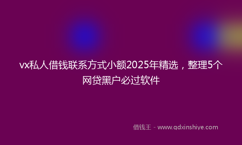 vx私人借钱联系方式小额2025年精选，整理5个网贷黑户必过软件